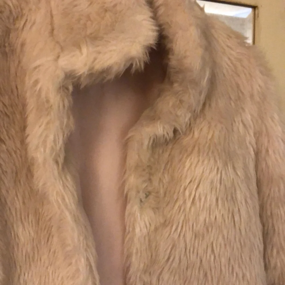 Girls' Cream Faux Fur Pea Coat